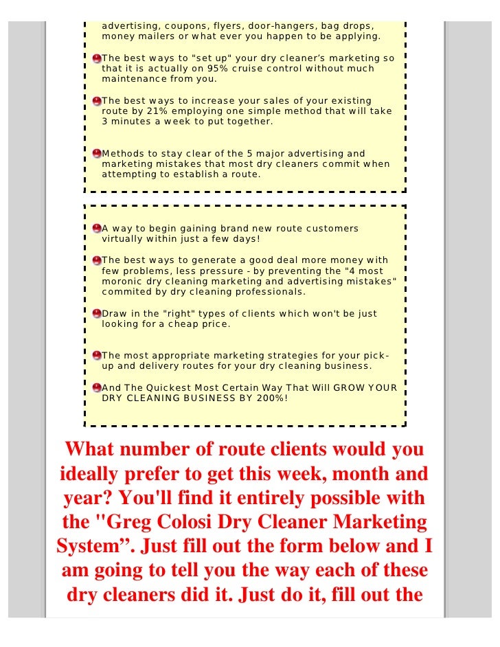 Marketing In Dry Cleaning