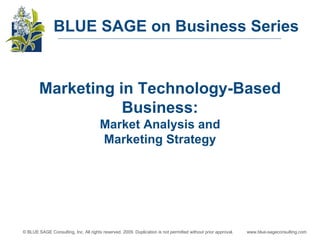 Marketing in Technology-Based Business: Market Analysis and Marketing Strategy BLUE SAGE on Business Series 