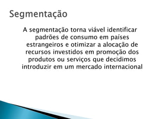 Cultura > série de atitudes comportamentais que aprendemos e passamos adiante. Funciona em três níveis:Hábitos e convençõesMores > MoralLeisMarketing Internacional e a interface com a cultura local