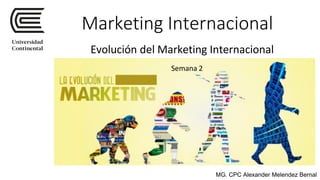 Marketing Internacional
Evolución del Marketing Internacional
Semana 2
MG. CPC Alexander Melendez Bernal
 
