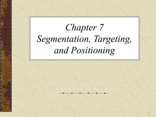 7-1
Chapter 7
Segmentation, Targeting,
and Positioning
 