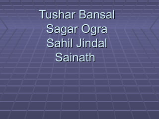 Tushar BansalTushar Bansal
Sagar OgraSagar Ogra
Sahil JindalSahil Jindal
SainathSainath
 