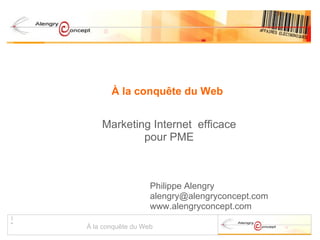 À la conquête du Web Marketing Internet  efficace pour PME Philippe Alengry [email_address] www.alengryconcept.com 