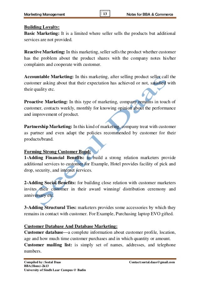 marketing notes for bba Marketing management is the directing of an organization's resources to develop and implement the best possible strategy in order to reach its desired. marketing notes for bba Marketing management is the directing of an organization's resources to develop and implement the best possible strategy in order to reach its desired.