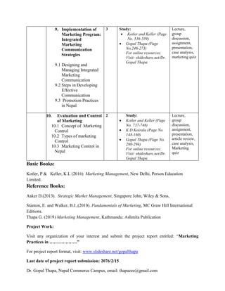 Marketing management Lesson Plan | PDF