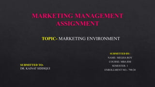 SUBMITTED TO-
DR. KAINAT SIDDIQUI
TOPIC- MARKETING ENVIRONMENT
 