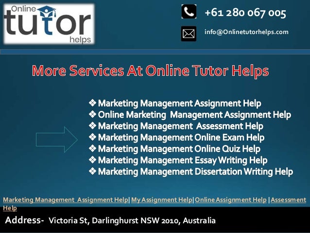 info@Onlinetutorhelps.com
+61 280 067 005
Address- Victoria St, Darlinghurst NSW 2010, Australia
Marketing Management Assignment Help| My Assignment Help| Online Assignment Help | Assessment
Help
 