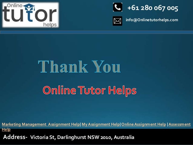info@Onlinetutorhelps.com
+61 280 067 005
Address- Victoria St, Darlinghurst NSW 2010, Australia
Marketing Management Assignment Help| My Assignment Help| Online Assignment Help | Assessment
Help
 