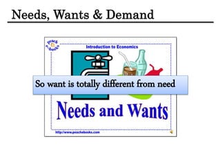 Needs, Wants & Demand
So want is totally different from need
 