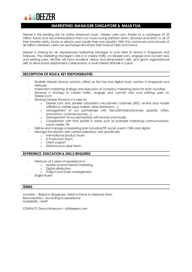 music manager job description