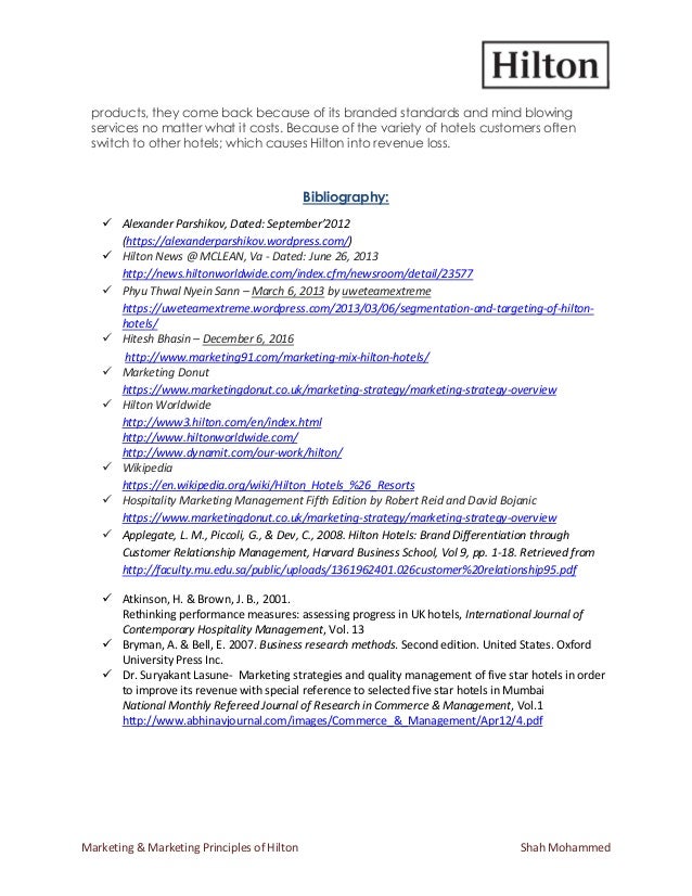 Marketing Marketing Principles Of Hilton