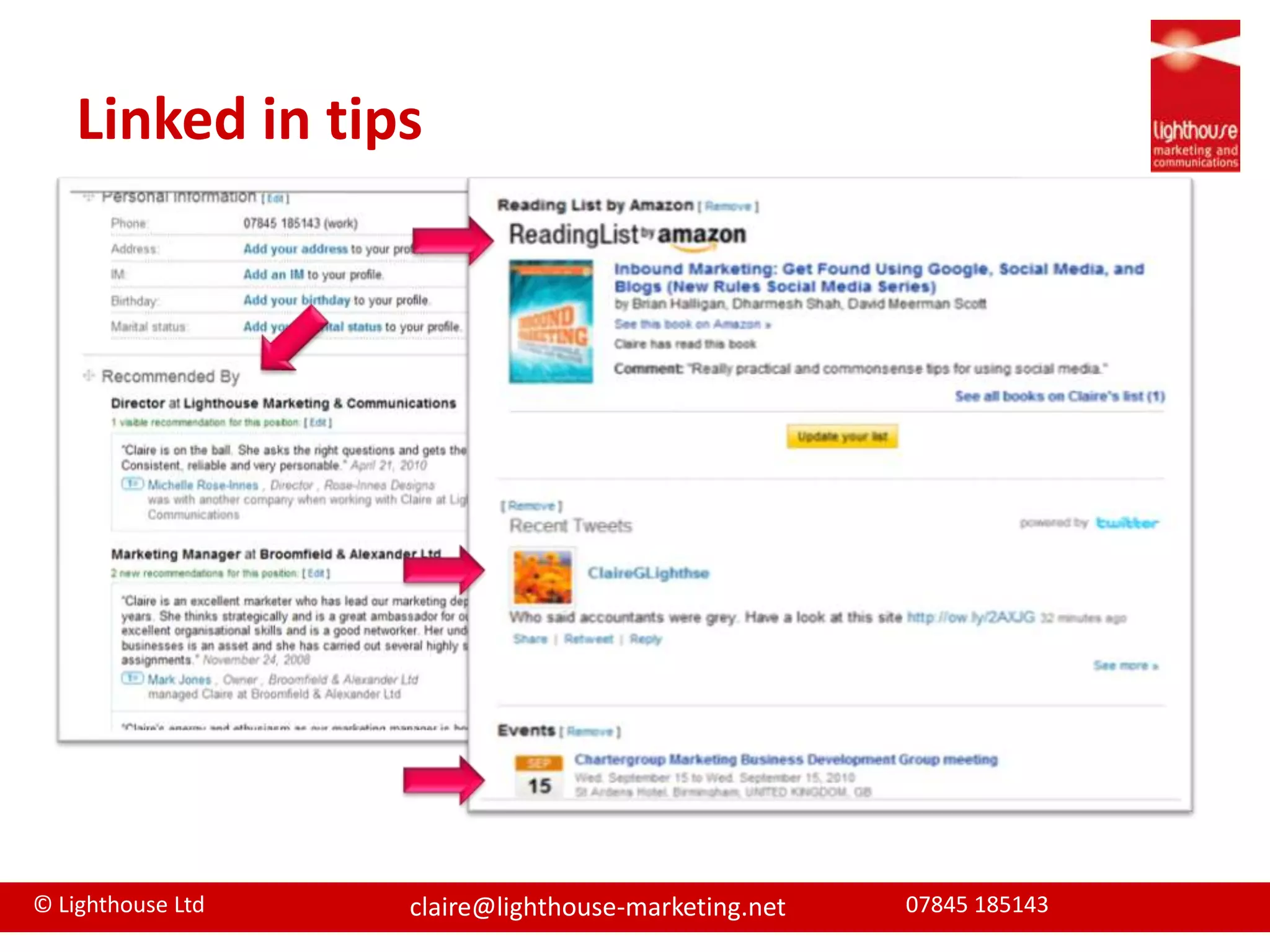 The Good...Easy to useConnect to people through existing connectionsAllows you to integrate twitter, blog and websiteJoin groups to develop connections and share knowledgeQuestion and Answer to demonstrate knowledgePost public events
