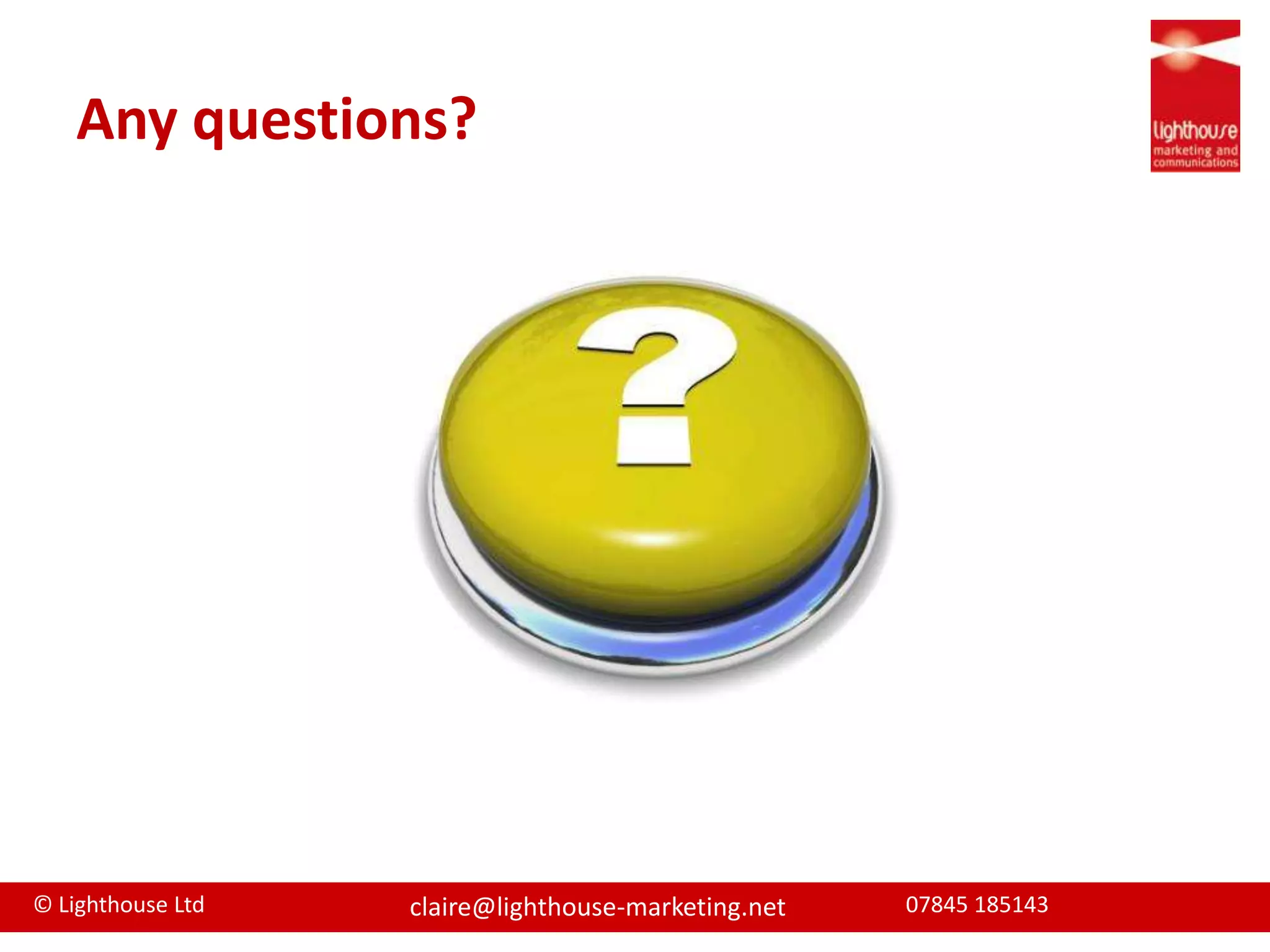 Keeping track of it all... Hootsuite(http://www.hootsuite.com). –Free Manages multiple Social Media accounts Provides statistics & tracking Ability to pre-schedule messages 