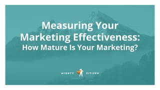 Measuring Your
Marketing Eﬀectiveness:
How Mature Is Your Marketing?
 
