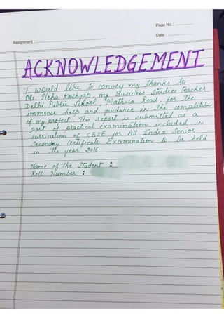 Marketing Project- Class XII (B.St)