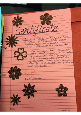 Marketing Project- Class XII (B.St)