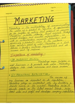 Marketing Project- Class XII (B.St)