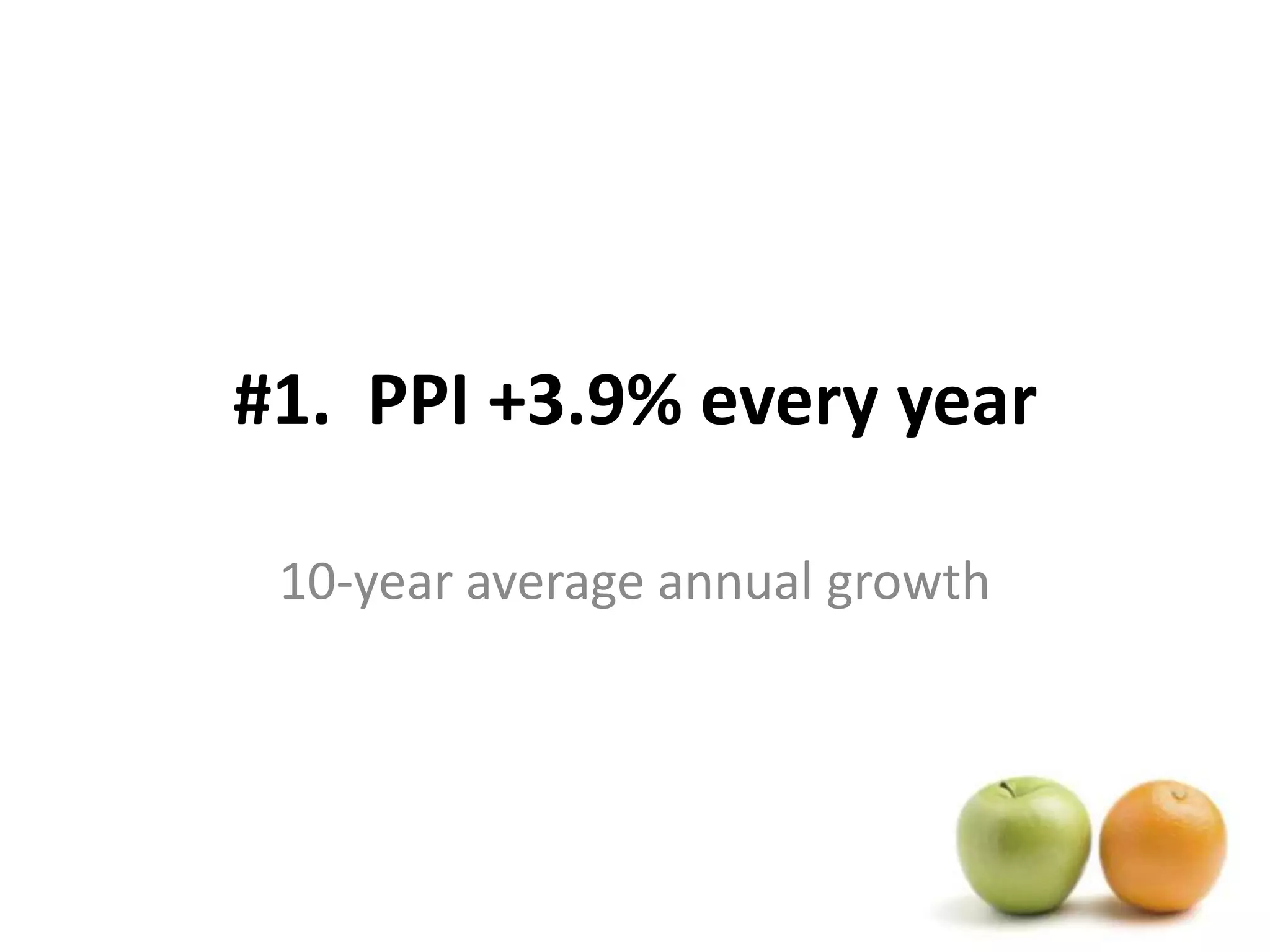 #1.  PPI +3.9% every year10-year average annual growth