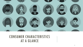 CONSUMER CHARACTERISTICS
AT A GLANCE
21
 
