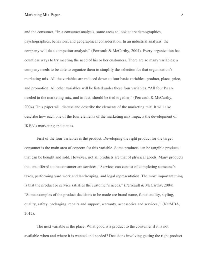 Papers on marketing mix
