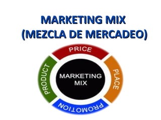 MARKETING MIXMARKETING MIX
(MEZCLA DE MERCADEO)(MEZCLA DE MERCADEO)
 