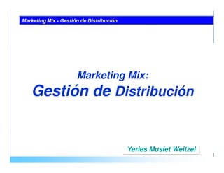 Marketing Mix:
Gestión de Distribución


               Yeries Musiet Weitzel
 