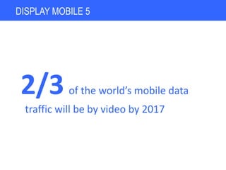 2/3 of the world’s mobile data
traffic will be by video by 2017
DISPLAY MOBILE 5
 