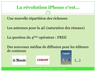 Le packaging étendu<br />Marketing Mobile - BU Le Havre - 04 février 2010<br />23<br />Augmenter l’information au client p...