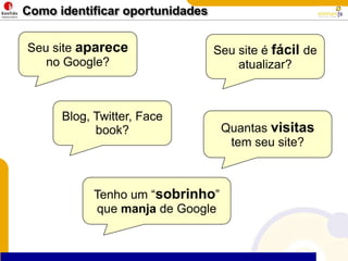 O futuro das organizações - e nações - dependerá cada vez mais de sua capacidade de aprender coletivamente.  Peter SengeObrigado!www.konfide.com.brwww.slideshare.net/konfidewww.twitter.com/marciokonfidewww.delicious.com/marciookabewww.youtube.com/user/konfideconsultoriawww.gengibre.com.br/profile/marciookabecursoadwords.wordpress.comwww.curso-seo.com.br