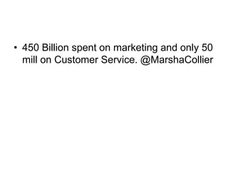 450 Billion spent on marketing and only 50 mill on Customer Service. @MarshaCollier