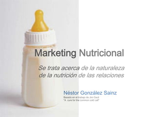 Marketing Nutricional
Se trata acerca de la naturaleza
de la nutrición de las relaciones
Néstor González Sainz
Basado en el trabajo de Jim Cecil
"A cure for the common cold call"
 