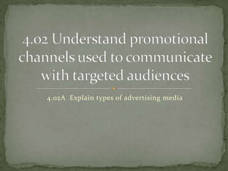 4.02A Explain types of advertising media
 