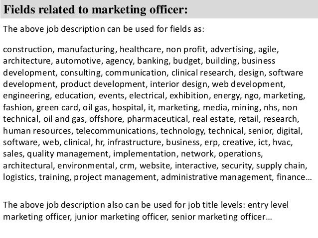 marketing officer job description