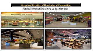 Organized Retailing of Horticultural Commodities
Retail supermarkets are coming up with high pace
 