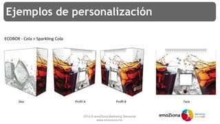 2014 © emoZiona Marketing Sensorial
www.emoziona.me
Ejemplos de personalización
 