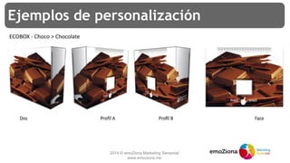 2014 © emoZiona Marketing Sensorial
www.emoziona.me
Ejemplos de personalización
 
