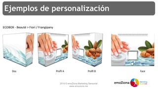 2014 © emoZiona Marketing Sensorial
www.emoziona.me
Ejemplos de personalización
 