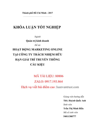 Thành phố Hồ Chí Minh - 2017
........................................................................................
KHÓA...