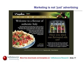 Slide: 17
Slide 17More free downloads and templates at: 1stOutsource Research
Marketing is not ‘just’ advertising
 