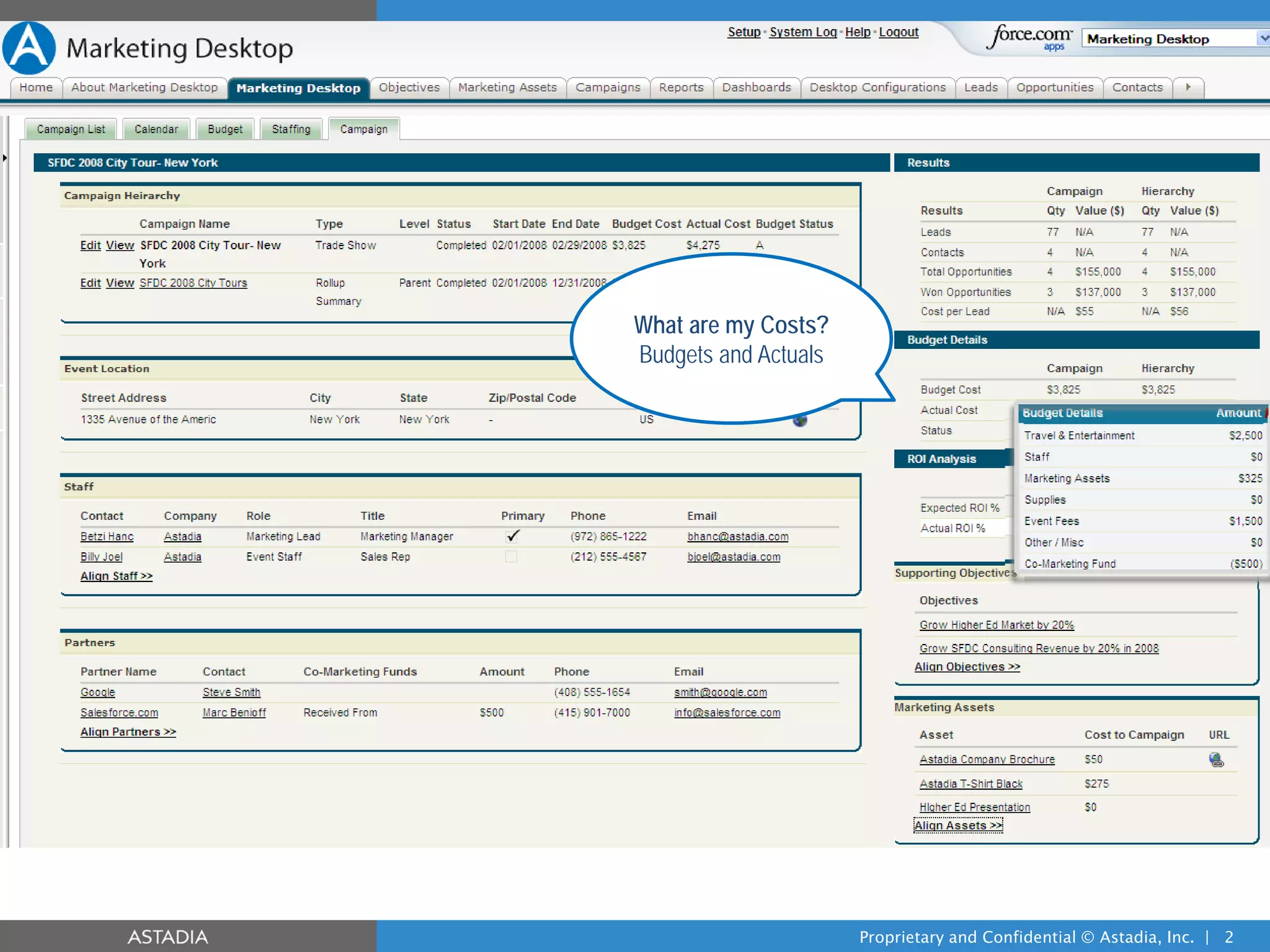 What are my Costs?
Budgets and Actuals




                      Proprietary and Confidential © Astadia, Inc. | 2
 