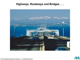 © 2012 Marketing Operations Partners, Inc. All Rights Reserved.
Highways, Roadways and Bridges . . .
 