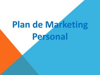 Plan de Marketing 
Personal 
 
