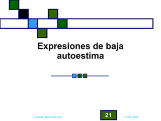 Expresiones de baja
     autoestima




ecmkt01@hotmail.com   21   14.07.2006
 