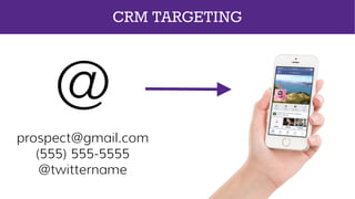 prospect@gmail.com
(555) 555-5555
@twittername
@
CRM TARGETING
 