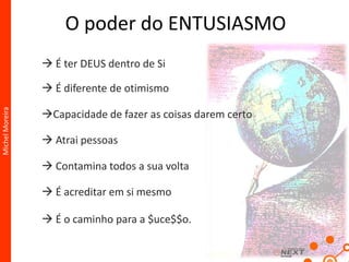 Michel MoreiraDicas para oMarketing Pessoal1. Invista na sua Saúde2. Invista no seu Visual3. Invista no seu Conteúdo4. Valorize você mesmo5. Planeje sua vida6. Seja sempre verdadeiro