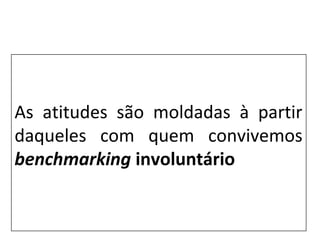 As atitudes são moldadas à partir
daqueles com quem convivemos
benchmarking involuntário
 