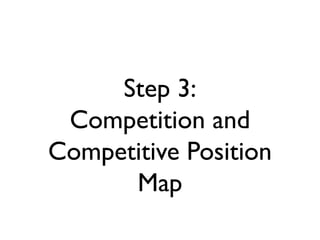 Step 3:
Competition and
Competitive Position
Map
 