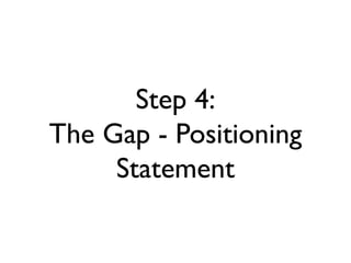 Step 4:
The Gap - Positioning
Statement
 