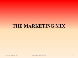 9/14/2010 8:04:35 PMby Dr.Rajesh Patel, Director23THE MARKETING MIX