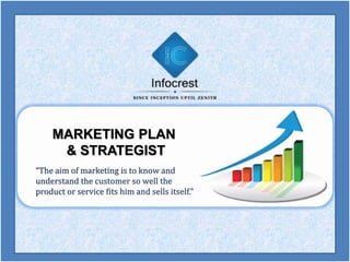 lMARKETING PLAN
& STRATEGIST
“The aim of marketing is to know and
understand the customer so well the
product or service fits him and sells itself.”
 